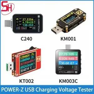 POWERZ KM003C KT002 C240 USB 테스터 디지털 전압계 QC5.0 PD3.1 전압 전류 리플 듀얼 TypeC 전원 은행