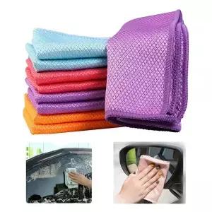 2Pcs 자동차 물고기 규모 그리드 닦아 유리 Windows 청소 수건 화이버 린트 자동 거울 천 30cm