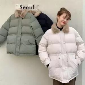 카라패딩 퍼 카라 허리스트링 패딩 겨울 점퍼