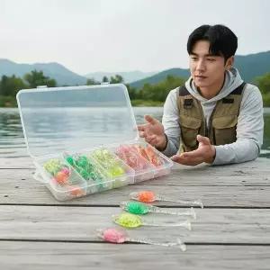 [하프클럽/]야광 올챙이 웜 48p 세트 배스 루어낚시 미끼 소프트 스윔베이트