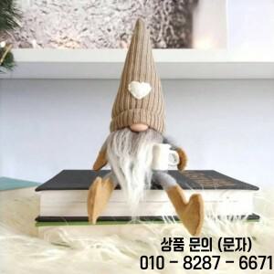 커피 그라인더가있는 니트 얼굴없는 Gnome 인형 크리스마스 플러시 장식품 홈 바 입상 선물