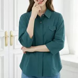 여자 출근룩 모던 루즈핏 스티치 포인트 셔츠_25382828_588872