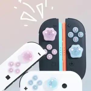 귀여운 실리콘 소프트 D패드 버튼 ABXY 키 스티커 스킨 케이스 (스위치 2/NS OLED 조이콘 썸스틱 그립 캡