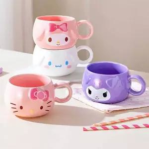 산리오 캐릭터 페이스 입체 머그컵 2탄 500ml 택1개 헬로키티 시나모롤 쿠로미 마이멜로디 세라믹컵 선물 사무실 집들이 식세기 소독기 전자레인지 
