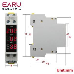 Din 레일 마운트 단일 3상 전압 측정기 AC 80-500V 미니 모듈형 게이지 표시기 LED 디지털 디스플레이 감