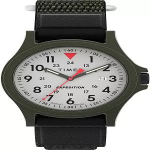 타임엑스 남성용 익스페디션 아카디아 40mm 시계 - 블랙 패스트랩 다이얼 그린 케이스