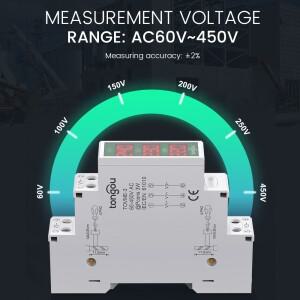 LED 디지털 디스플레이가 장착된 미니 모듈형 Din 레일 마운트 삼상 전압 측정기 - TONGOU의 Ac 60V-450V