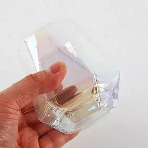 디자인 홀로그램 유리 컵 홈카페 육각 유리 컵 300ml 투명 육각유리잔