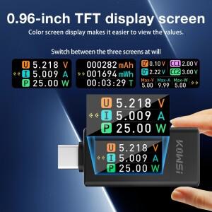 KWS-1902L USB Type-C 테스터 DC 4-30V 전류 및 전압 검출기 전원 끄기 저장 기능 전력계