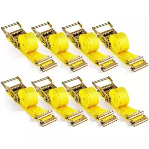 VEVOR E트랙 래칫 스트랩 8팩 2인치 x 5인치 헤비 듀티 화물 다운 4400파운드 파괴 강도 표준 피팅 밴 트럭