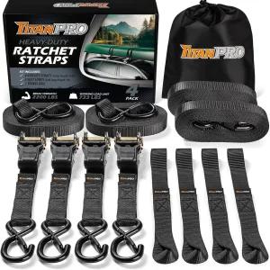 탄프로 헤비 듀티 래칫 스트랩 4팩 2200파운드 브레이크 강도 패딩 핸들로 인치 x 다운 트럭 오토바이 무빙