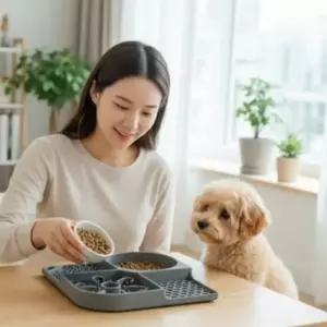 강아지 실리콘 급체방지 식기 2구 4구 반려동물 물그릇 밥그릇