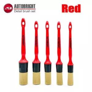 AUTOBRIGHT 세차 브러시 세트 5pcs 청소 빨간색 에어컨 콘센트 슈퍼 소프트 브리 슬 인테리어 세부 도구