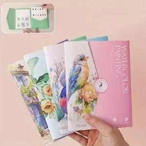 수채화 도구 세트 풍경 및 꽃무늬가 있는 색칠 공부
