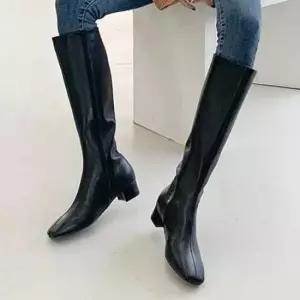 종아리부츠 소가죽 여자 롱부츠 미들굽 가을 하객 모임 클럽 슈즈
