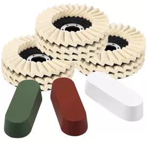 Tarpop 12개 앵글 그라인더 버핑 휠 스테인리스 스틸 연마 키트에는 9개의 펠트 플랩 4-1/2 x 7/8 인치