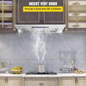 VEVOR 삽입 통풍구 36인치 주방 ETL 조명 터치 LED 리모컨 필터가 스테인리스 컨버터블 900CFM 내장 덕트 있는 목록 4단 U2026 덕트리스 배플 스틸 후드 레인지