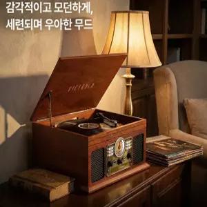 복고풍 레트로-디자인 LP 턴테이블 오디오 CD 카세트 테이프 FM라디오 블루투스 스피커 LINE OUT 헤드폰단자-0
