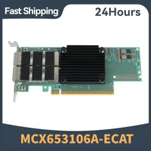 신 100Gbps 멜라녹스 ConnectX6 MCX653106AECAT 인피니밴드이더넷 어댑터 카드 HDR100 EDR 2QSFP56 포트 PC