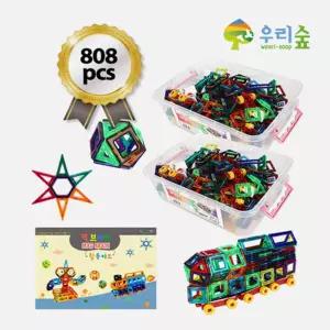 유아 교육 수학적 사고력발달 맥브레인 자석블럭 808p 상상력개발 입체놀이