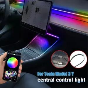 테슬라 모델 3 Y 64색 RGB 네온 LED 엠비언트 라이트 센터콘솔 대시보드 LED 무드등