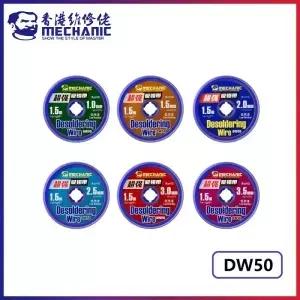 MECHANIC DW50 시리즈 납땜 제거 구리 브레이드 코드 PCB 칩 회로 기판 수리용 심지 와이어 제거기 1.5m