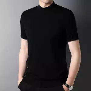 아고스또 니트 가을 봄 캐주얼 남자폴라니트 폴라 스웨터 얇은 반 팔 기본 대중 상의 UNO2