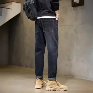 보니따스 남성용 바지 청 가을 캐주얼 긴 배기 청바지 테이퍼드 스트링 ADOR1