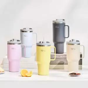 뉴원더 대용량 텀블러 스테인레스 손잡이 빨대 차량용 보온보냉 900ml 1200ml 스타배송 - 차콜 2439195 클