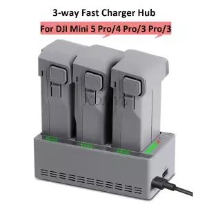 dji 호환 미니 5 프로/미니 4 3 배터리용 3채널 100W 고속 충전 허브 LED 충전기 드론 액세서리