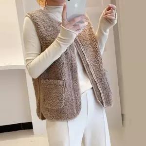 여성 뽀글이 양털 조끼 퍼베스트 후리스 수면조끼