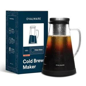OVALWARE 밀폐 34온스 메이커 커피 브루 스파우트 아이스 0L 피처 인퓨저 콜드