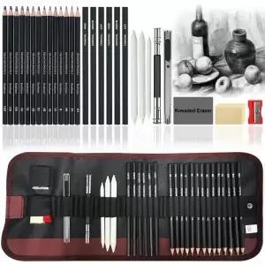 29Pcs 잉 키트 스케치 연필 세트 휴대용 펜 커튼 스틱 숫돌 지우개