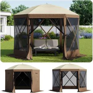 Aoxun 10x10FT 팝업 캐노피 텐트 메쉬 윈도우가 있는 6면 가제보 스크린 휴대용 가방이 야외 쉘터 캠핑용