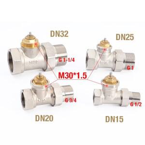 HVAC 시스템 DN15 DN20 온도 조절기 밸브용 헤드가 없는 황동 직선 라디에이터