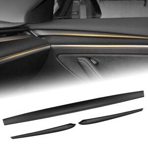 2019- Model Y - 3 인테리어와 호환되는 F FINC 원피스 노 갭 대시보드 커버 랩 및 현관문 트림 패널 매트 카본 파이버