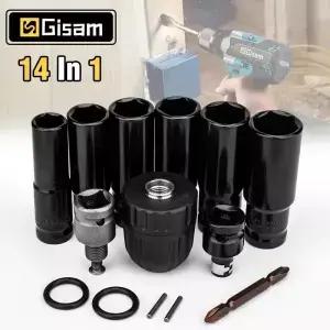 Gisam 14Pcs 렌치 Hexs 소켓 어댑터 키트 전기 드릴 스크류 드라이버 용 척 드라이브 세트