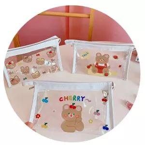 베어3종셋트파우치 겉면방수 20X12 PVC 수납치파우치 투명치 소품치 여행치 화장품치 목욕치 다용도치 지퍼