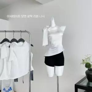 솜브레로스 여성용 캐주얼 여름 폴라 탑 조끼 새틴 양면 광택감 나시 DOS2