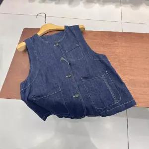 솜브레로스 여사친 청 캐주얼 빈티지 가을 아우터 민소매 멀티 포켓 조끼 탑 나시 DOS3