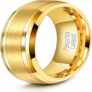 TRUMIUM 6mm 남성 여성 24K 금도금 텅스텐 웨딩 링 밴드 브러시 마감 스크래치 방지 사이즈 5-14