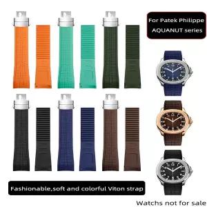 PP AQUANUT 5167 Patek Philippe 접이식 버클 팔찌 5164 시계 밴드 6 색 불소 고무 손목 용 곡선 엔드 FKM