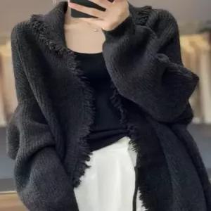 여사친 하프 롱 니트 캐주얼 빈티지 가디건 카디건 러블리 다올1