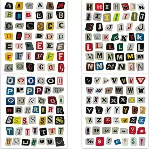 스크랩북용 181pcs 매거진 레터 스티커 알파벳 번호 심볼 용품용 빈티지 영문 4장 사진 앨범 DIY 공예품