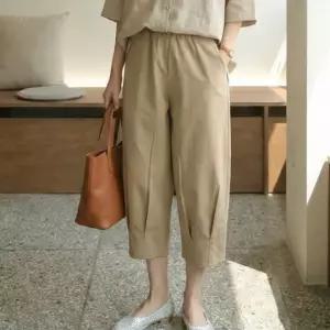[비와이플러스] 배기핏 편한 썸머 소프트 린넨 7부 바지