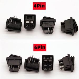 KCD4 스테인레스 스틸 방수 로커 스위치 ON-OFF4/6Pin 전기 장비 LED 전원 공급 장치 16A 250V/20A 125VAC