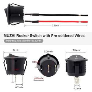 6Pcs 미니 로커 스위치 12 볼트 ON Off 토글 사전 배선 된 6A/250V AC DC 전기 DIY 적용