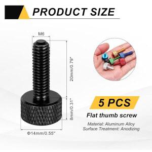 메카닉스티 5개 너들 볼트 솔리드 합금 나사 헤드 엄지 M6X20MM 플랫 알루미늄