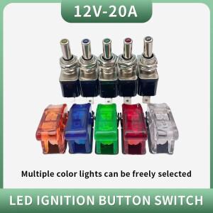 새로운 12V 20A 조명 진한 빨간색 LED 토글 스위치 제어 ON/OFF + 항공기 미사일 스타일 플립 업 커버 SS