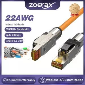 ㄱ자랜선 인터넷 케이블 ZoeRax Cat8 이더넷 패치 SFTP 22AWG 이중 2000Mhz 2Ghz 40Gbps 5세대 LAN 네트워